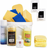 Car Interior Exterior valeting Cleaning Kit Bucket 14pcs Polish Wash Wax Sponges - Green Flag Shop